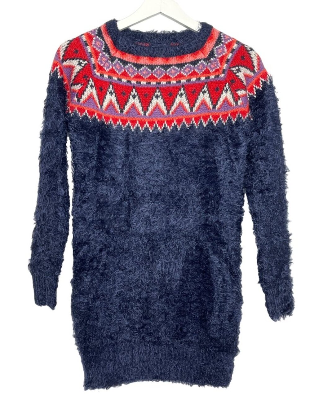 GAP Kids Girls Fair Isle Sweater Dress XXL 14 16 Blue Red Long Sleeve Knit